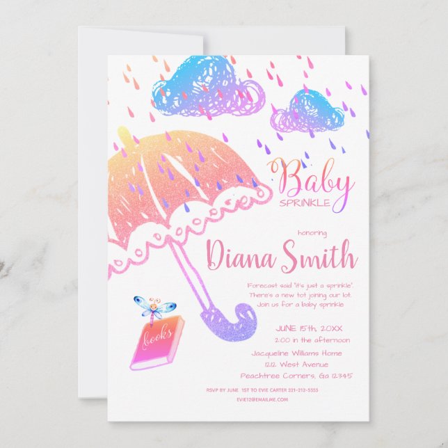 Invitación Hermosa fantasía arcoiris Bebé Sprinkle Ducha (Anverso)
