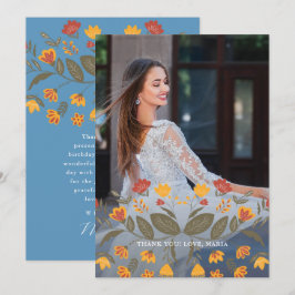 Invitación Hermosa Fiesta Azul Quinceanera Gracias Foto