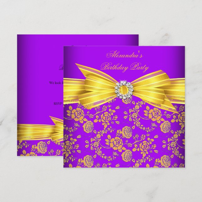 Invitación Hermosa Fiesta de Cumpleaños de Rosa Damaskio Amar (Anverso / Reverso)
