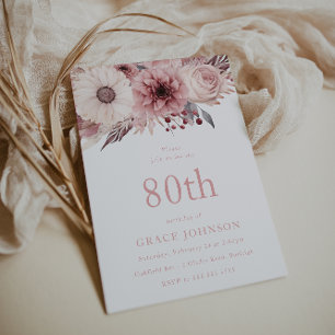 Invitación Hermosa fiesta de cumpleaños de Rubor Boho Floral