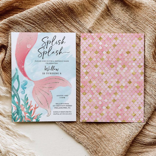 Invitación Hermosa fiesta de cumpleaños del Chica de la Siren (Subido por el creador)