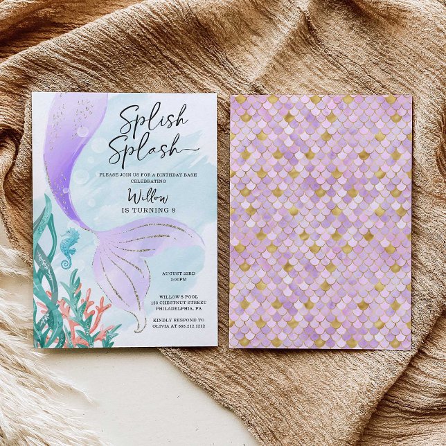 Invitación Hermosa fiesta de cumpleaños del Chica de la Siren (Subido por el creador)