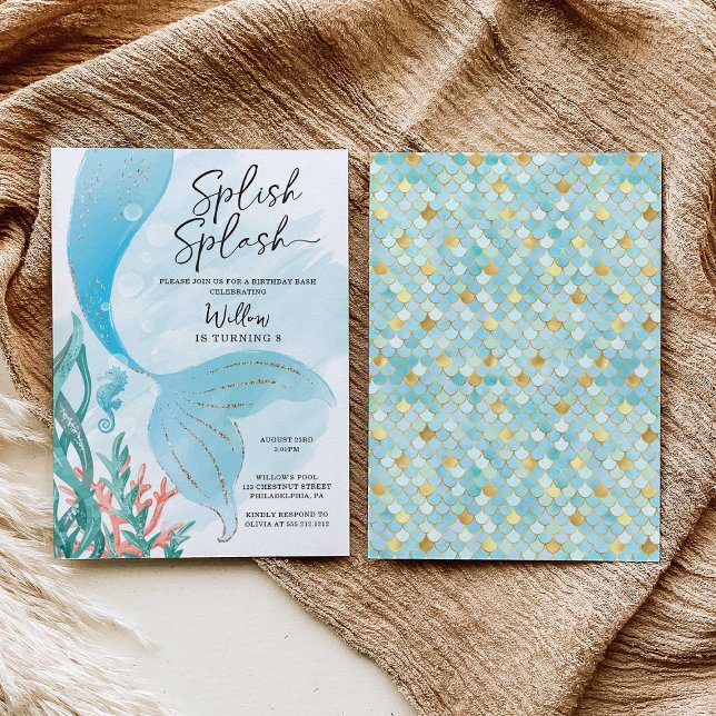 Invitación Hermosa fiesta de cumpleaños del Chica de la Siren (Subido por el creador)