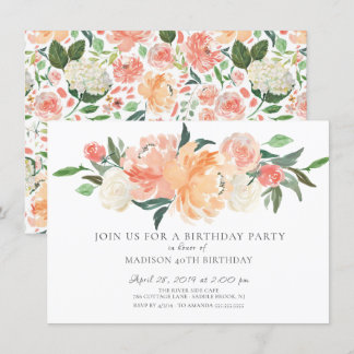 Invitación Hermosa fiesta de cumpleaños floral de color de ar
