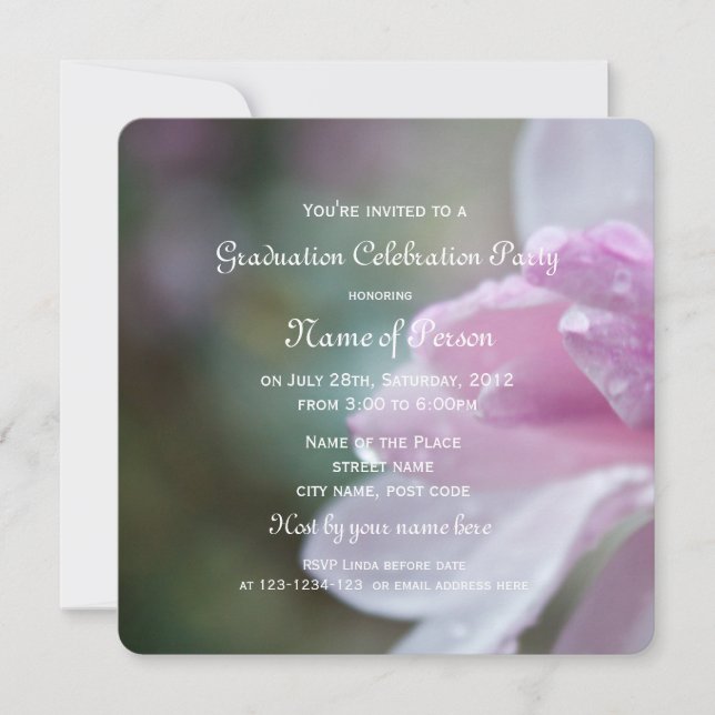 Invitación Hermosa fiesta de graduación de flores de magnolia (Anverso)