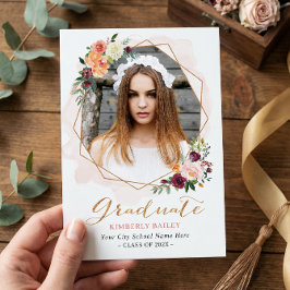 Invitación Hermosa fiesta de graduación de fotos de marco flo