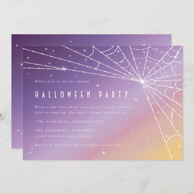 Invitación Hermosa fiesta de halloween de araña espumosa (Anverso / Reverso)