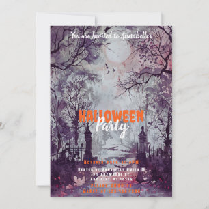 Invitación Hermosa fiesta de halloween de árboles de cementer