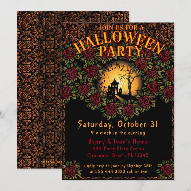 Invitación Hermosa fiesta de Halloween de Eerie (Anverso / Reverso)