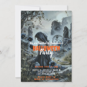 Invitación Hermosa fiesta de halloween del cementerio de una