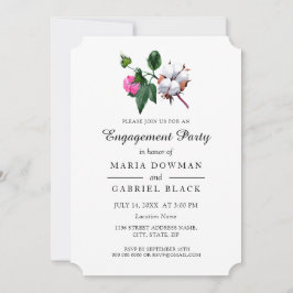 Invitación Hermosa flor de algodón en flor. Parte de compromi