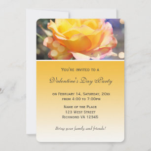 Invitación Hermosa flor de rosa amarilla fiesta del Día de Sa
