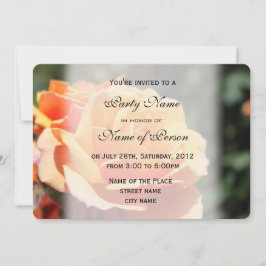 Invitación Hermosa flor de rosa amarilla invitadas a la fiest