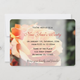 Invitación Hermosa flor rosa amarilla Año Nuevo fiesta
