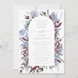 Invitación Hermosa flor silvestre púrpura azul