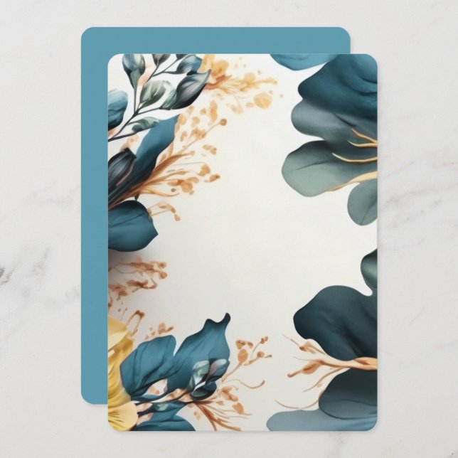 Invitación Hermosa floral acuarela (Anverso / Reverso)