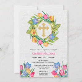 Invitación Hermosa Floral de Bautizo