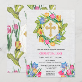 Invitación Hermosa Floral de Bautizo