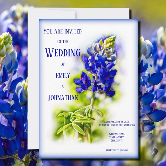 Invitación Hermosa Floral de Bluebonnet, Boda moderno, (Subido por el creador)