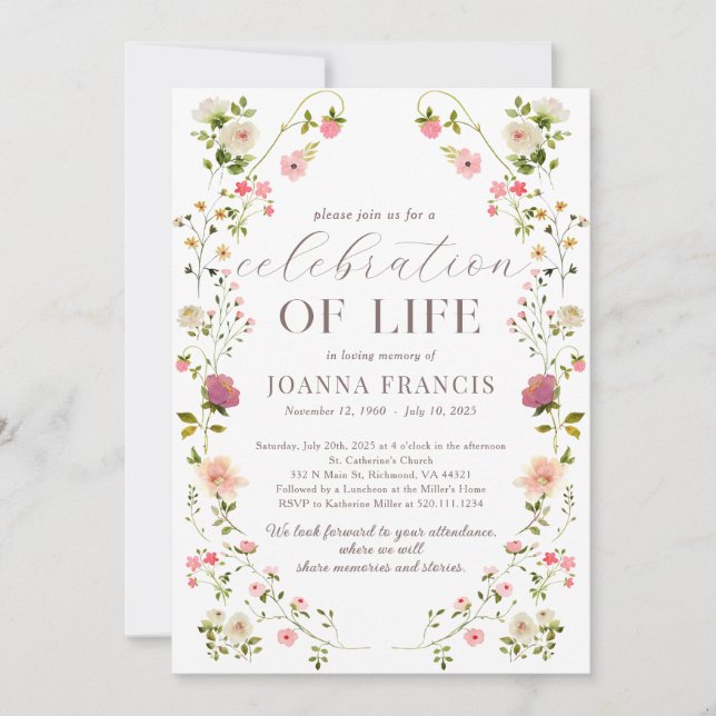 Invitación Hermosa Floral de Celebración de la Vid (Anverso)