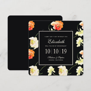 Invitación Hermosa Floral Negra - Novia