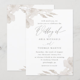 Invitación Hermosa floral neutra con Boda caligráfico