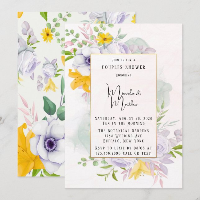 Invitación Hermosa Florencia Primavera Moral Ducha Parejas (Anverso / Reverso)