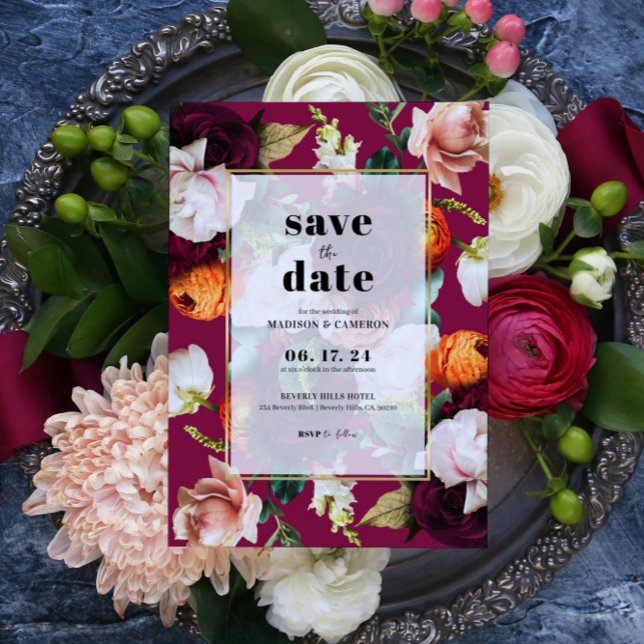 Invitación Hermosa Flores Boda De Fondo Salven La Fecha (Subido por el creador)