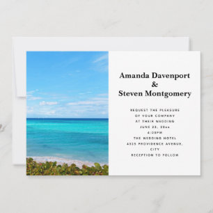 Invitación Hermosa foto de boda escénica de playa tropical