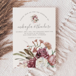 Invitación Hermosa foto de Boho floral neutral