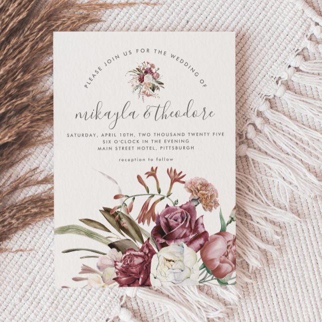 Invitación Hermosa foto de Boho floral neutral (Subido por el creador)