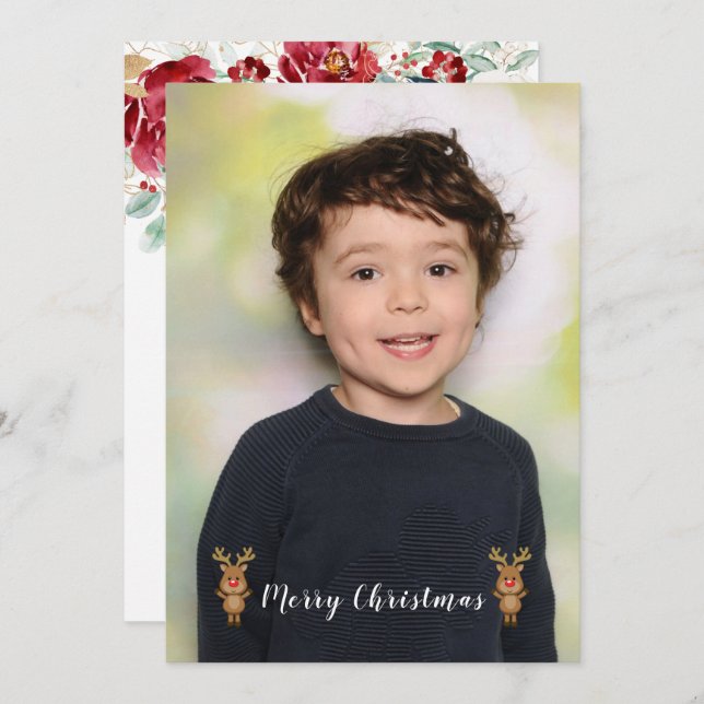 Invitación Hermosa foto de Fiesta de Navidades familiares (Anverso / Reverso)