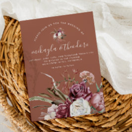 Invitación Hermosa foto de Terracota Boho Floral