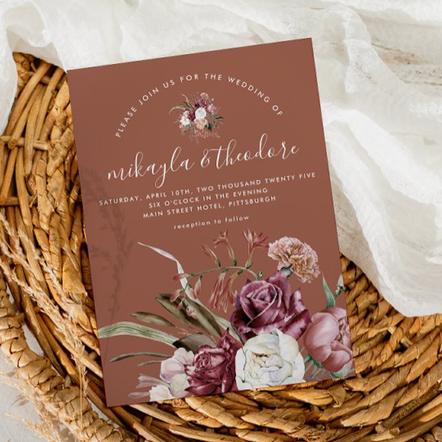Invitación Hermosa foto de Terracota Boho Floral (Subido por el creador)