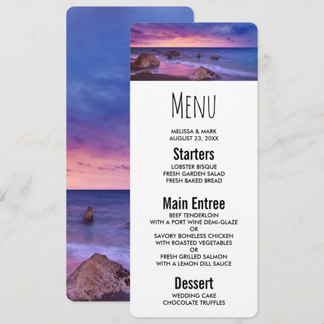 Invitación Hermosa fotografía de la costa atardecer (Anverso / Reverso)