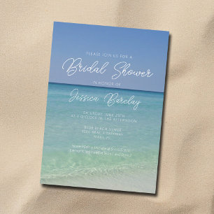 Invitación Hermosa fotografía de playa con ducha de novias ju