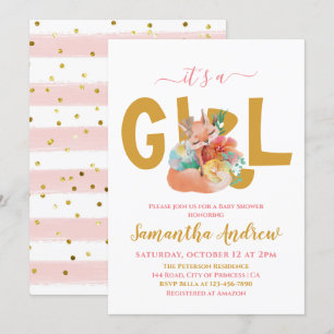 Invitación Hermosa Fox Sleepy Simple Baby Shower