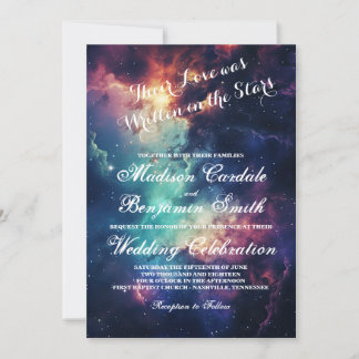 Invitación Hermosa galaxia celestial bajo el Boda de las estr