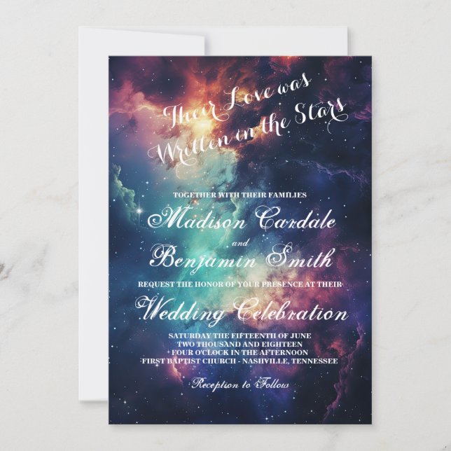 Invitación Hermosa galaxia celestial bajo el Boda de las estr (Anverso)