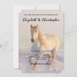 Invitación Hermosa galopante de caballos blancos en la Rusia
