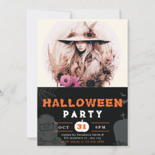 Invitación Hermosa Gorra bohemia florece Halloween