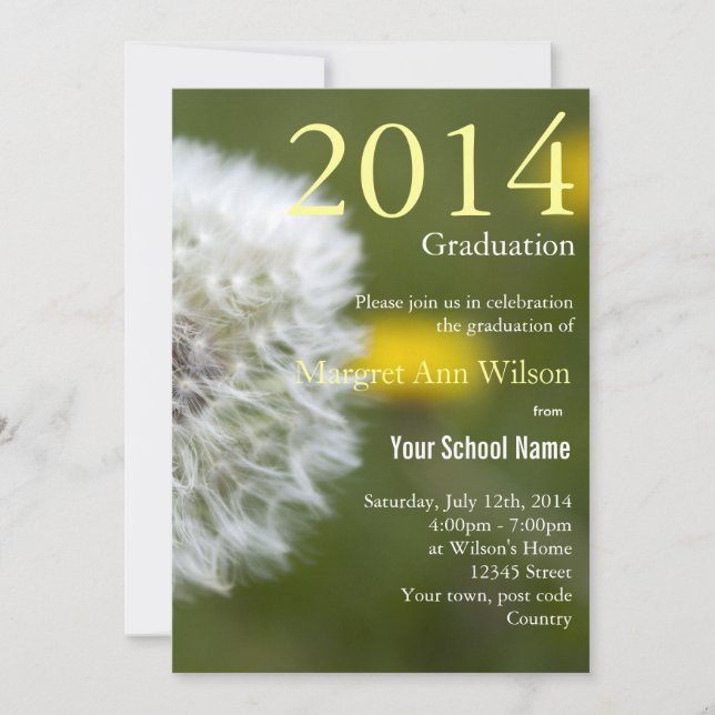 Invitación Hermosa graduación de cabeza de semilla de dandeli (Anverso)