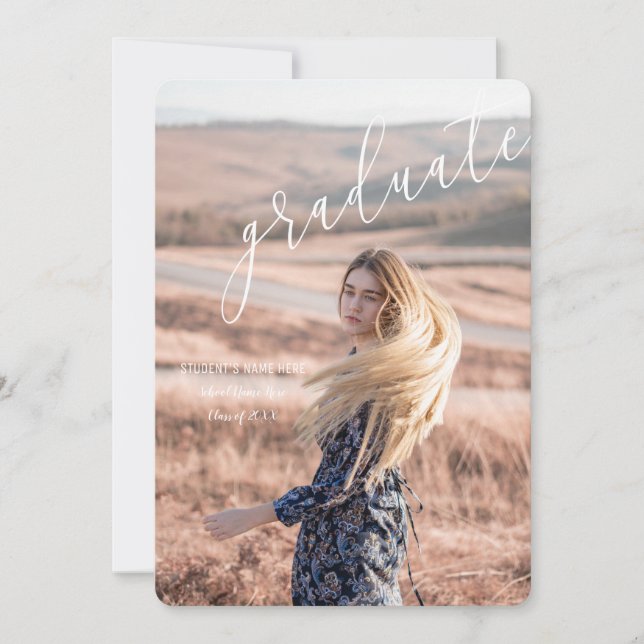 Invitación Hermosa graduación de fotografía de Personalizable (Anverso)