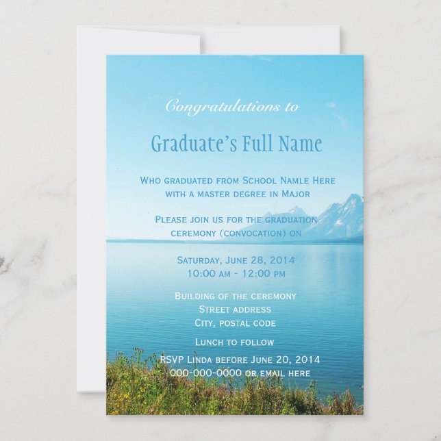 Invitación Hermosa graduación de fotografía paisajística (Anverso)
