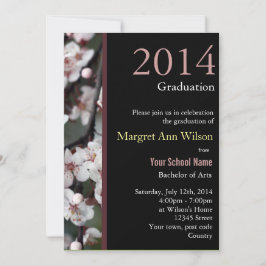 Invitación Hermosa graduación de ramas de flores de ciruela