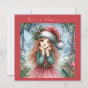 Invitación Hermosa Hada Feliz Navidad