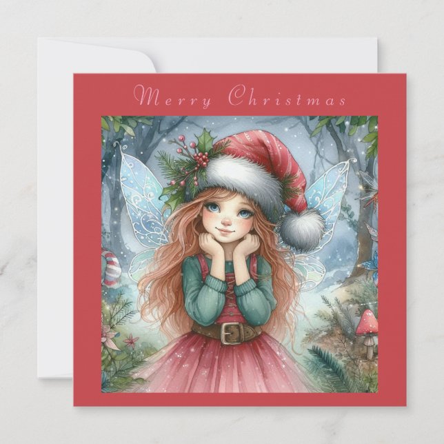 Invitación Hermosa Hada Feliz Navidad (Anverso)