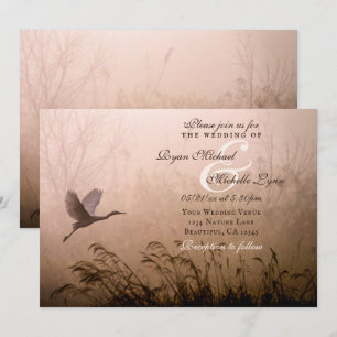 Invitación Hermosa hierba, Boda Volador de garza blanca