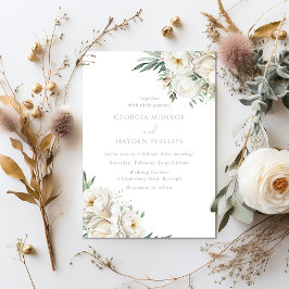 Invitación Hermosa hoja de salvia y Boda de flores blancas