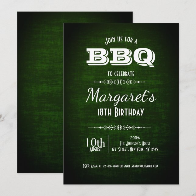 Invitación Hermosa invitada de fiesta de cumpleaños de barbac (Anverso / Reverso)